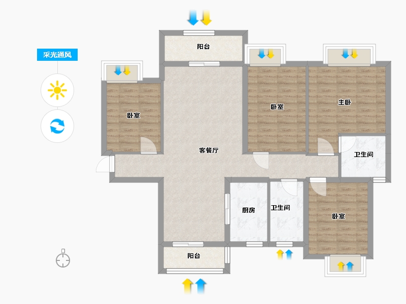 广西壮族自治区-南宁市-广源华府-108.00-户型库-采光通风