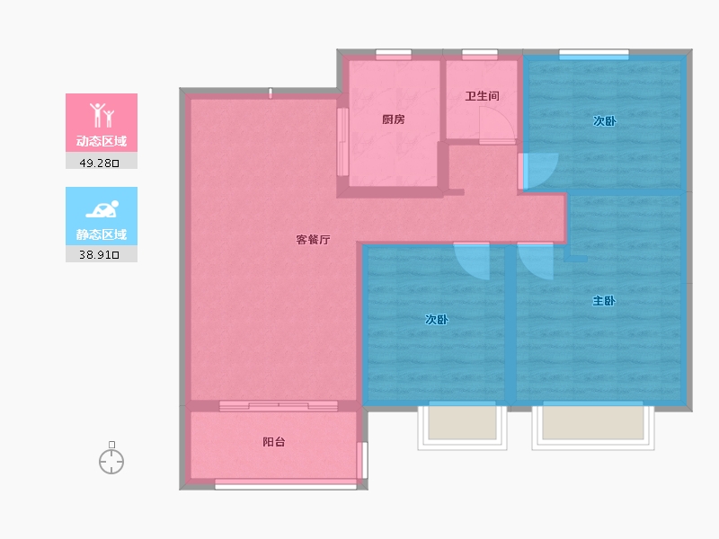 安徽省-淮南市-中电科八号院-83.50-户型库-动静分区