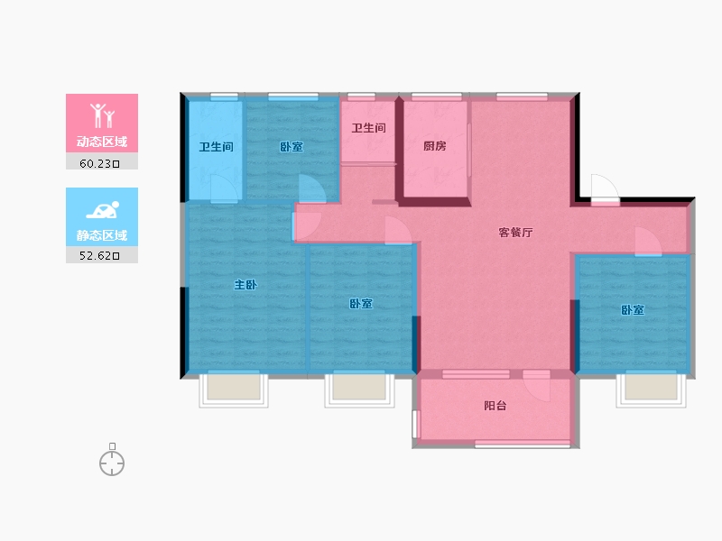 河北省-沧州市-碧桂园·观澜府-108.00-户型库-动静分区