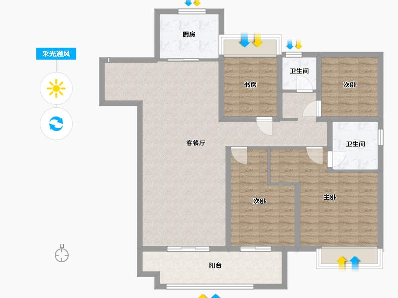 江苏省-盐城市-吾悦华府-117.40-户型库-采光通风