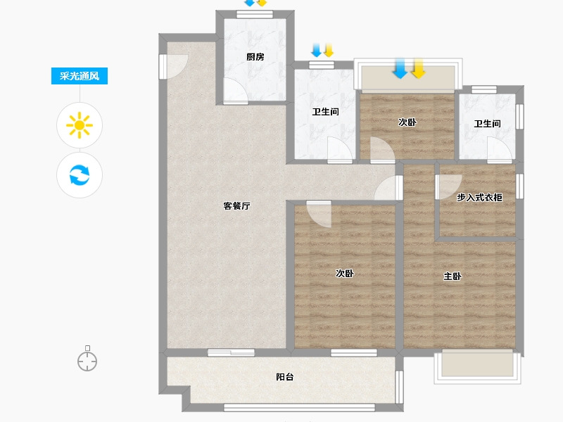 安徽省-六安市-万兴九州府-100.00-户型库-采光通风