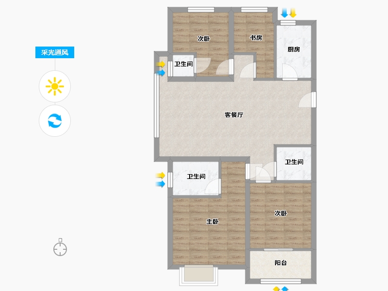 浙江省-台州市-君泰学府-95.00-户型库-采光通风