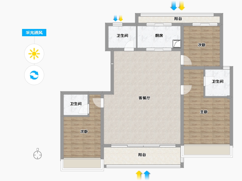 浙江省-嘉兴市-巨成·悦湖湾-121.00-户型库-采光通风