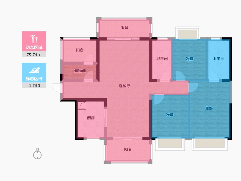 广西壮族自治区-崇左市-崇左碧桂园天誉-109.00-户型库-动静分区