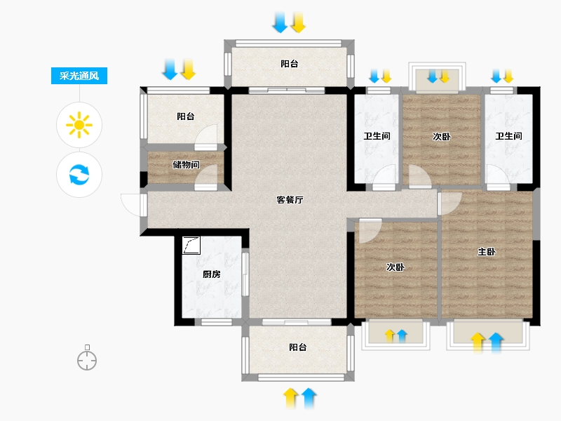 广西壮族自治区-崇左市-崇左碧桂园天誉-109.00-户型库-采光通风