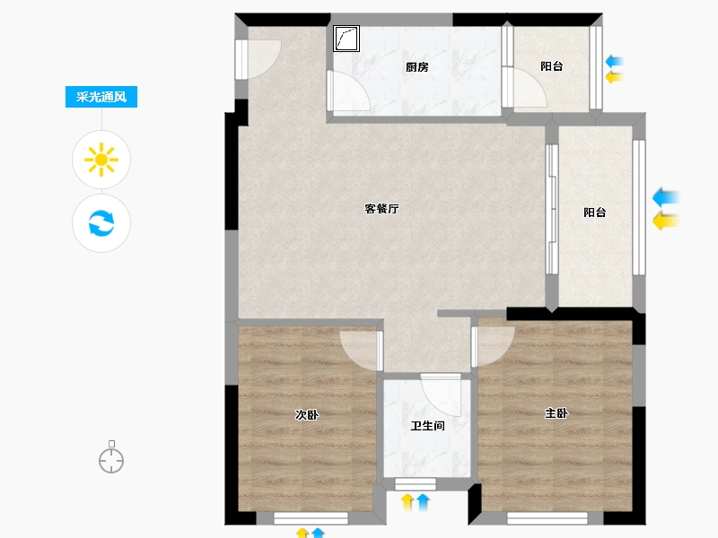 湖南省-长沙市-地泰人民公馆-65.00-户型库-采光通风