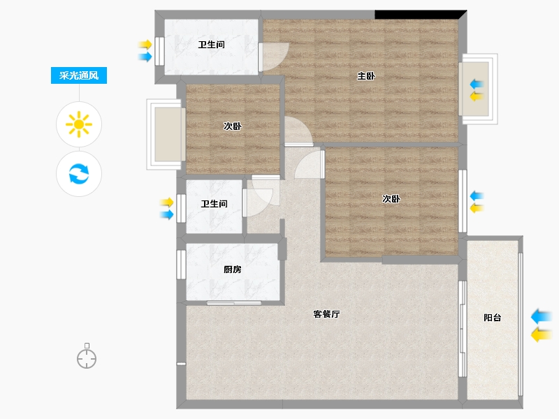 湖北省-襄阳市-东泰壹号院-90.00-户型库-采光通风