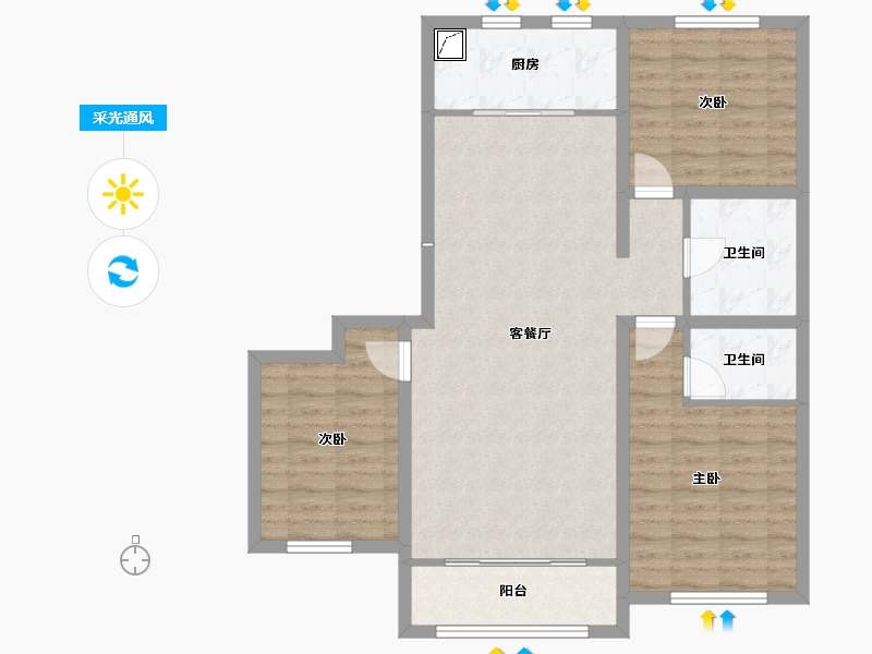 山西省-朔州市-盛世江南-105.00-户型库-采光通风