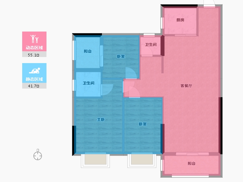 湖南省-郴州市-竹园新城(船洞路)-91.62-户型库-动静分区