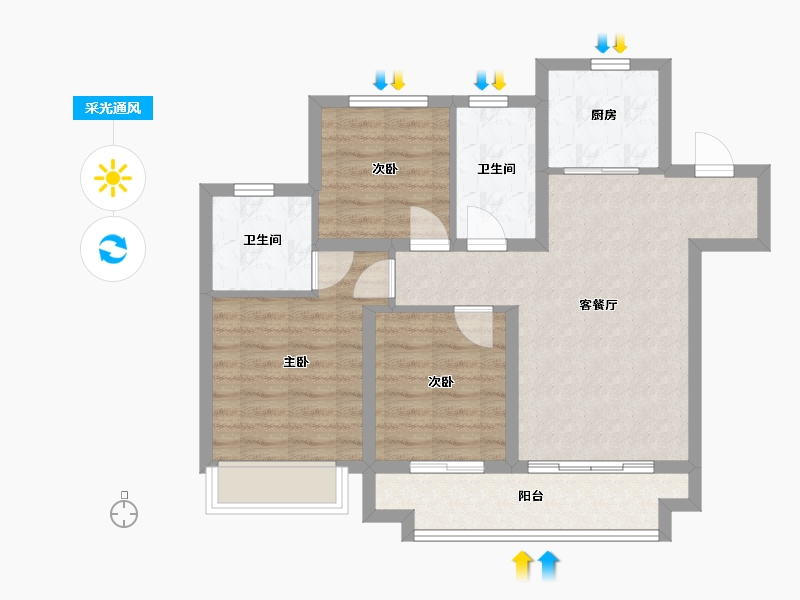 山东省-济南市-绿城·春来晓园-82.00-户型库-采光通风