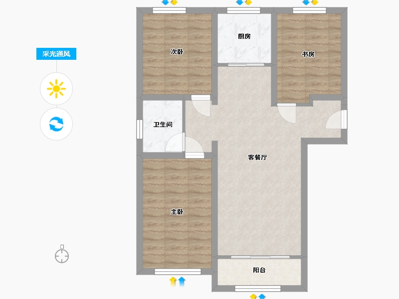 山西省-朔州市-云东府-85.00-户型库-采光通风