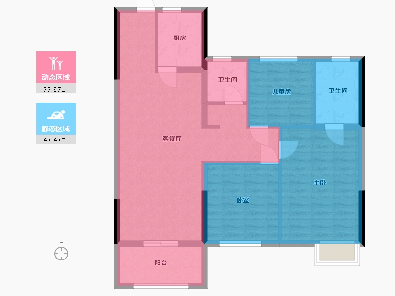 湖北省-黄冈市-新城公馆-89.00-户型库-动静分区