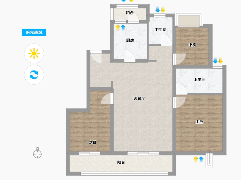 云南省-昆明市-新城和越-85.00-户型库-采光通风