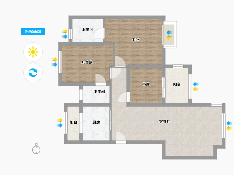 四川省-乐山市-北欧印象-66.00-户型库-采光通风