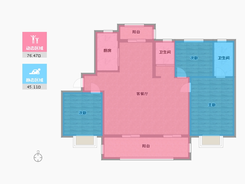 河南省-许昌市-朝鸿·宏基雅苑2号院-110.00-户型库-动静分区