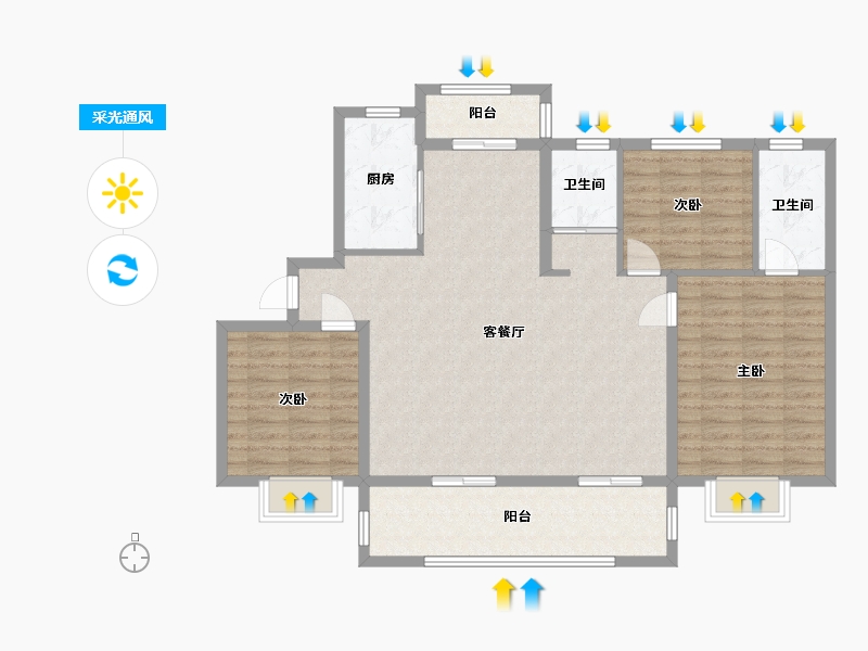 河南省-许昌市-朝鸿·宏基雅苑2号院-110.00-户型库-采光通风