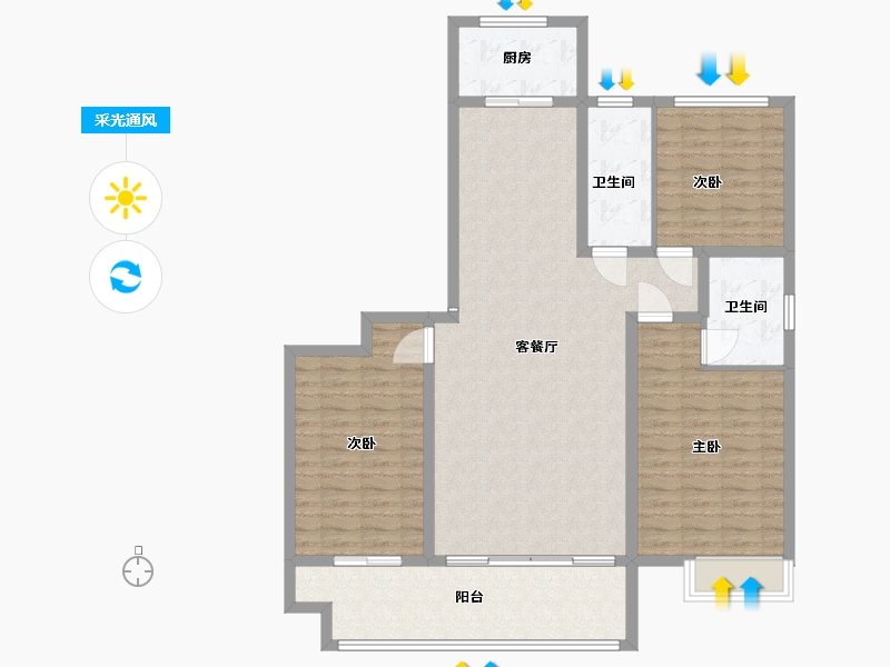 山东省-临沂市-新城府邸二期-117.00-户型库-采光通风