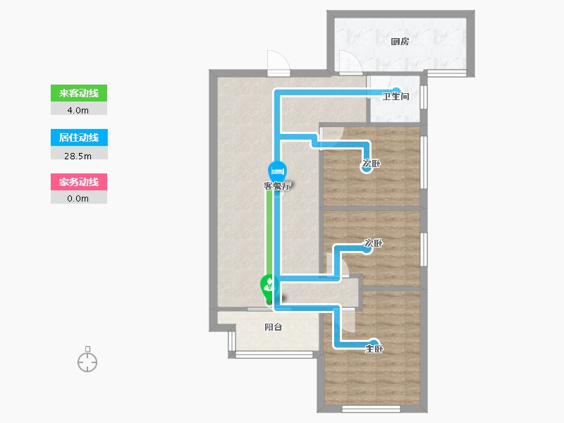 陕西省-西安市-紫薇西棠1期-74.40-户型库-动静线