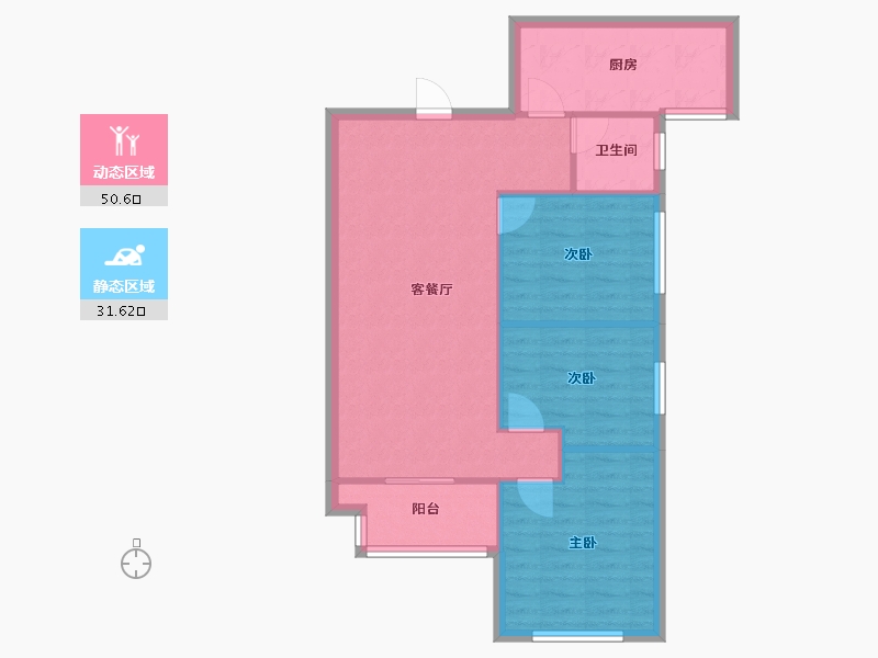 陕西省-西安市-紫薇西棠1期-74.40-户型库-动静分区