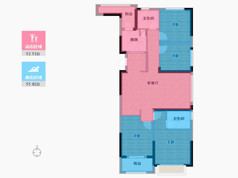 浙江省-金华市-福田金茂府-110.16-户型库-动静分区