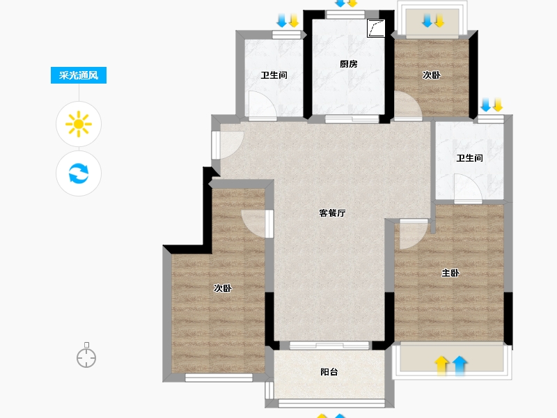 上海-上海市-招商虹桥公馆二期-78.00-户型库-采光通风