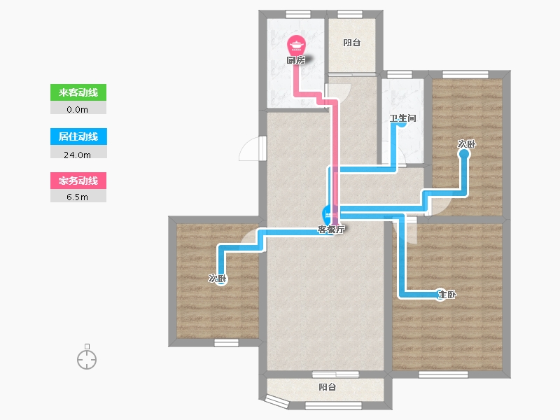 黑龙江省-鹤岗市-侨州花园-86.50-户型库-动静线