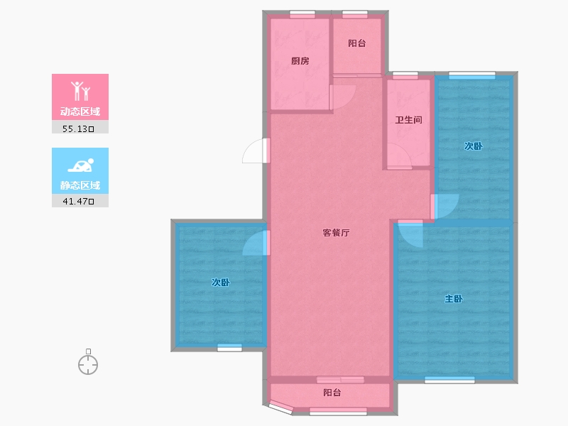 黑龙江省-鹤岗市-侨州花园-86.50-户型库-动静分区