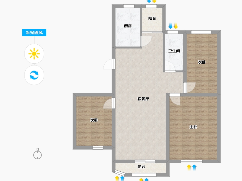 黑龙江省-鹤岗市-侨州花园-86.50-户型库-采光通风