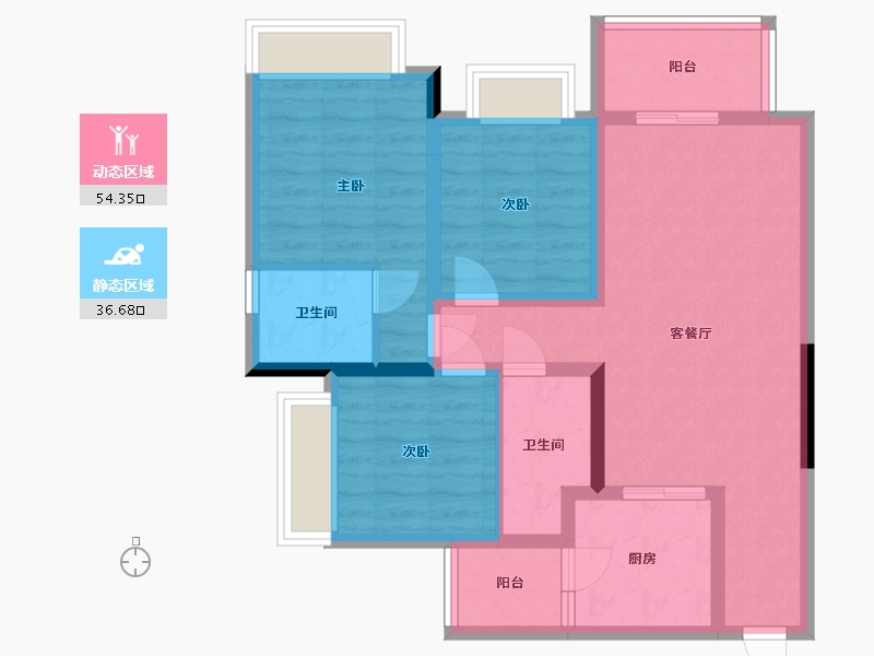 重庆-重庆市-电建洺悦城公园里一期-88.00-户型库-动静分区