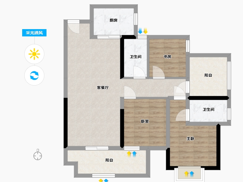 广西壮族自治区-玉林市-彰泰城-90.00-户型库-采光通风