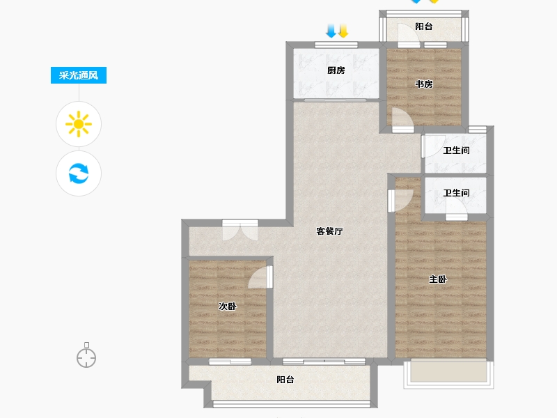 河北省-邢台市-悦湖公馆-105.00-户型库-采光通风