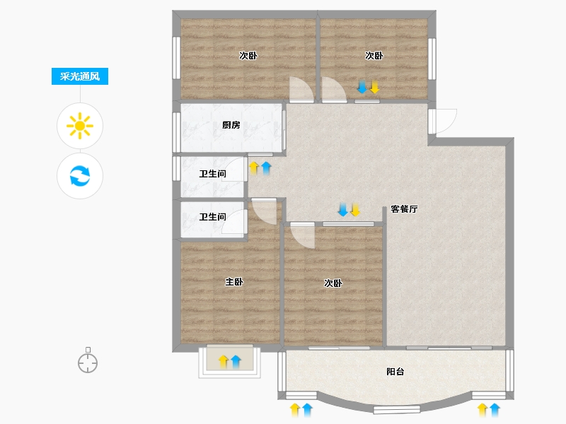 广东省-佛山市-罗湖花园-120.00-户型库-采光通风