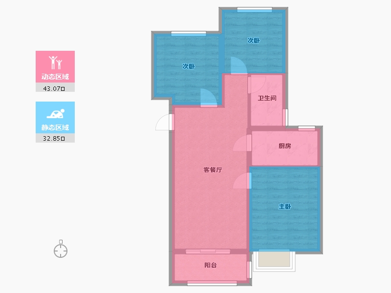 山东省-济南市-龙湖春江郦城-70.00-户型库-动静分区