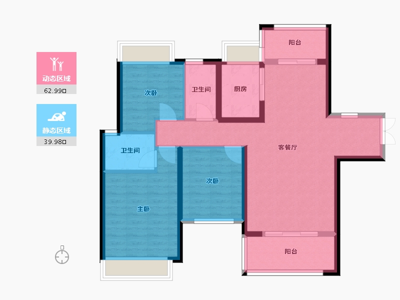 湖南省-常德市-桃源·东方明珠小区-110.00-户型库-动静分区