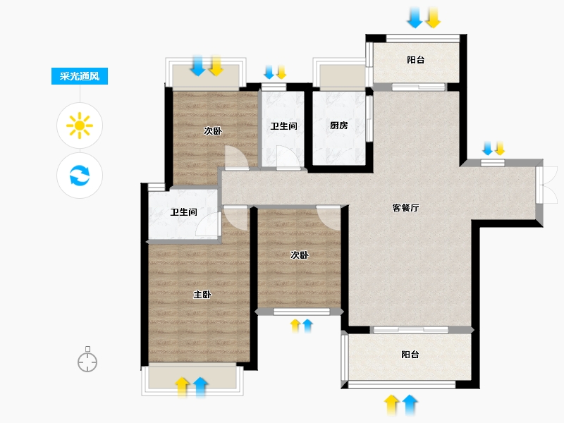 湖南省-常德市-桃源·东方明珠小区-110.00-户型库-采光通风