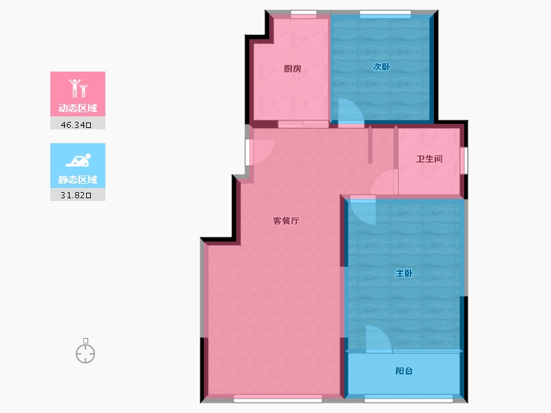 河北省-唐山市-水岸桃园-75.00-户型库-动静分区