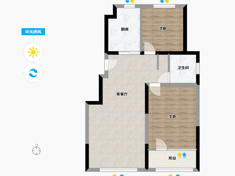 河北省-唐山市-水岸桃园-75.00-户型库-采光通风