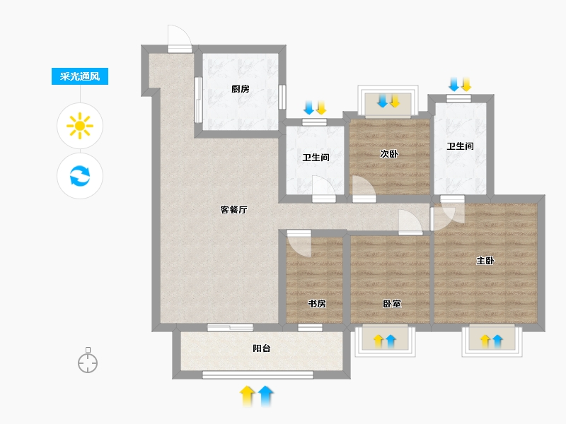 江苏省-南京市-玖棠府-105.00-户型库-采光通风