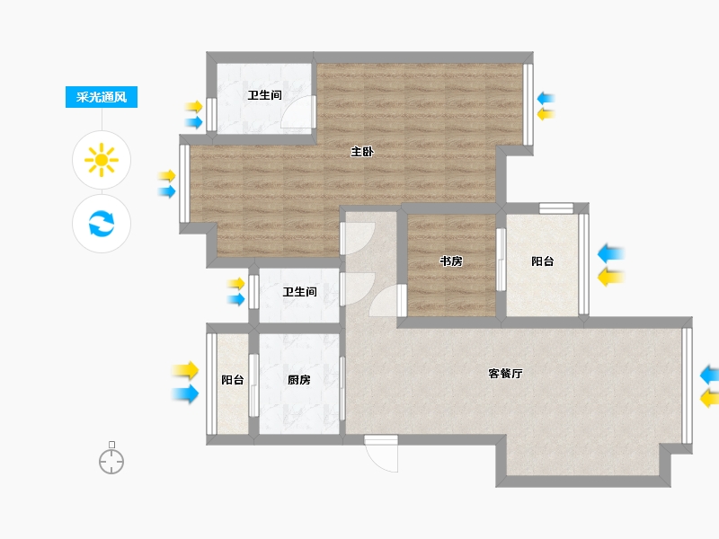 山东省-济南市-嘉州新城北欧印象二期-70.00-户型库-采光通风