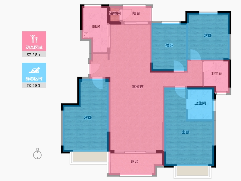 江苏省-无锡市-雅居乐-115.00-户型库-动静分区