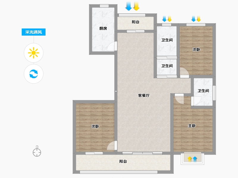 山东省-滨州市-金城国际-116.00-户型库-采光通风