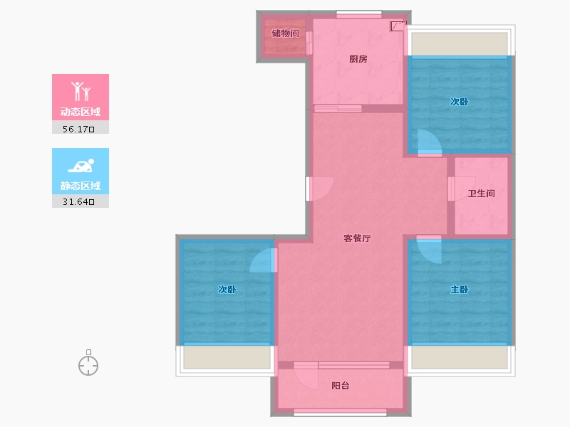 辽宁省-朝阳市-雍德府-90.00-户型库-动静分区