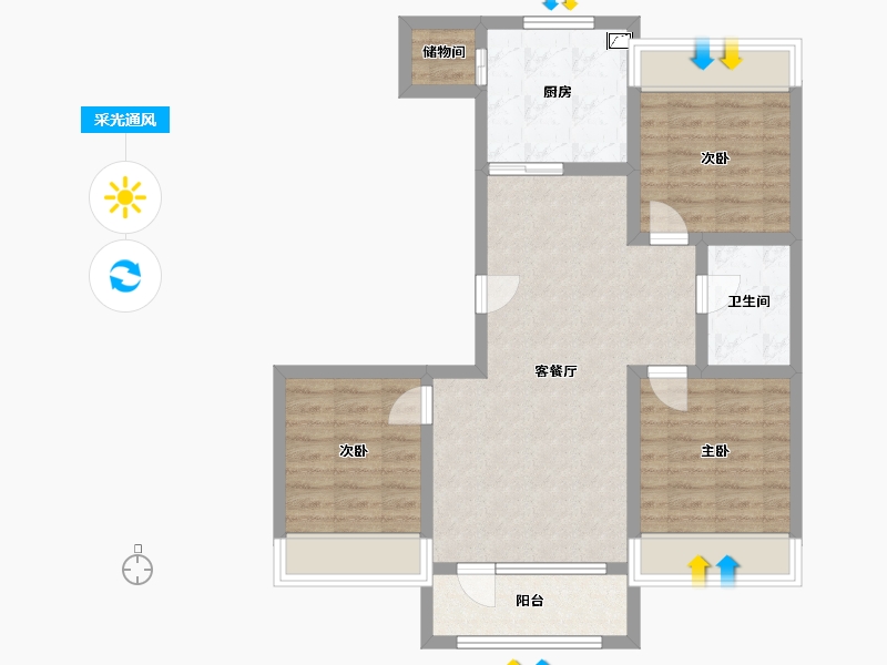 辽宁省-朝阳市-雍德府-90.00-户型库-采光通风