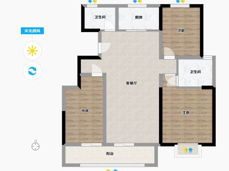 山东省-菏泽市-长安府-120.00-户型库-采光通风