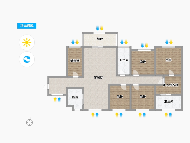 广东省-深圳市-深圳地铁·锦上花园-108.00-户型库-采光通风