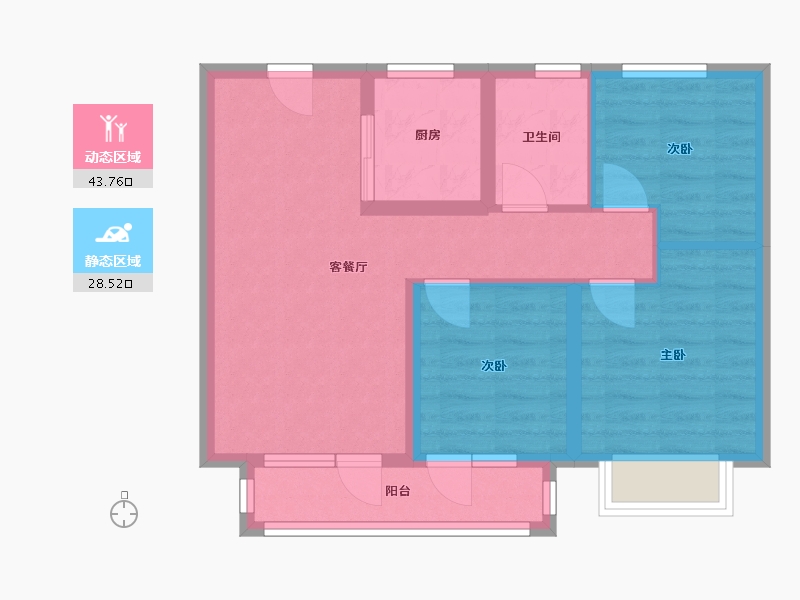 辽宁省-沈阳市-中铁御水澜湾-70.00-户型库-动静分区