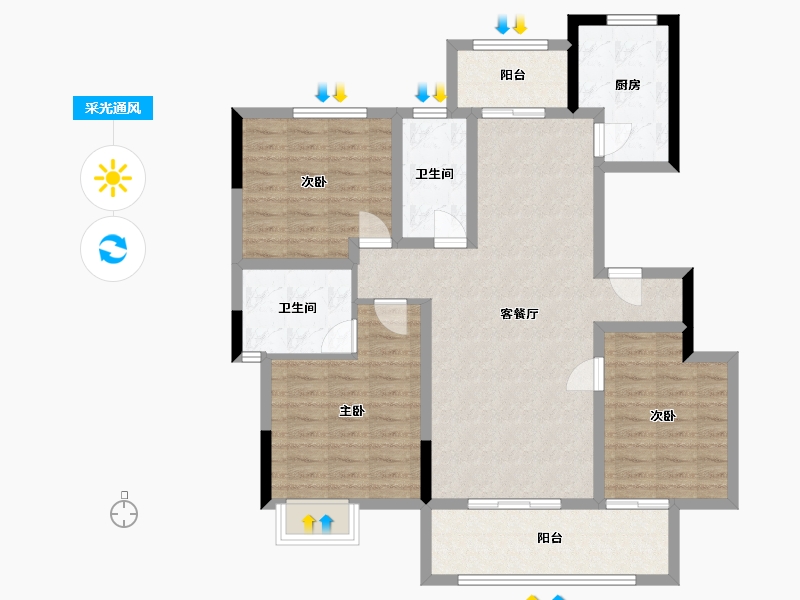 浙江省-绍兴市-官河府-110.00-户型库-采光通风