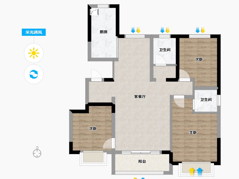 山东省-潍坊市-德润天宸-90.00-户型库-采光通风