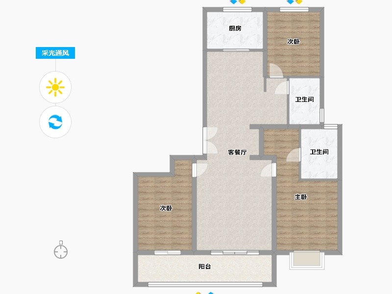 山西省-太原市-龙城金茂府-130.00-户型库-采光通风