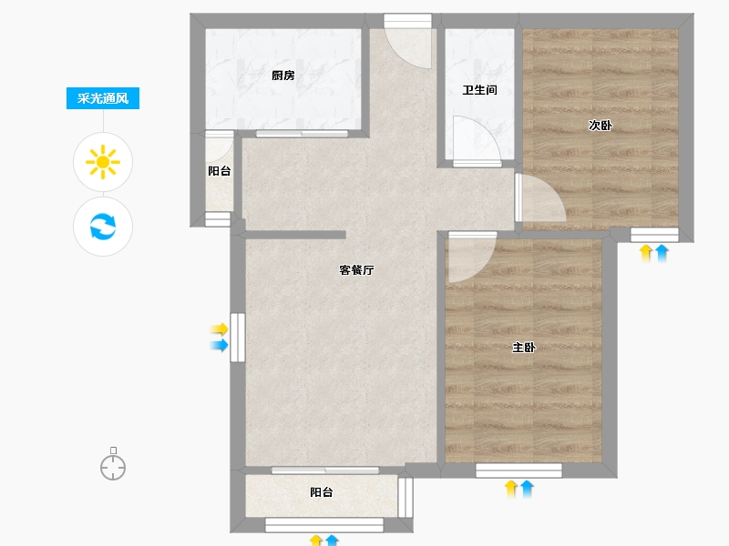 北京-北京市-北辰福第北区-65.15-户型库-采光通风